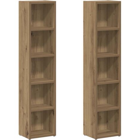 Meubles de Rangement，Armoires à CD 2 pcs chêne artisanal 21x16x93,5 cm CFW414623