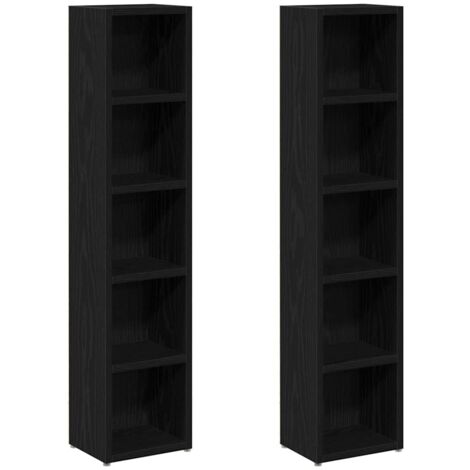 Meubles de Rangement，Armoires à CD 2 pcs chêne noir 21x16x93,5 cm bois d'ingénierie CFW944114