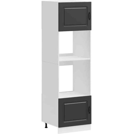 Meubles de Rangement，Armoires de four 2 pièces "Kalmar" Bois d'ingénierie noir CFW224362