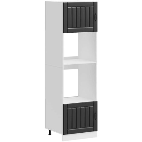 Meubles de Rangement，Armoires de four 2 pièces "Lucca" Bois d'ingénierie noir CFW903513