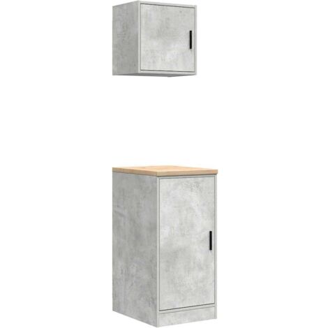 Meubles de Rangement,Armoires de garage 2 pcs gris béton bois d'ingénierie CFW452638