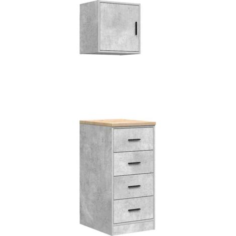 Meubles de Rangement,Armoires de garage 2 pcs gris béton bois d'ingénierie CFW943754
