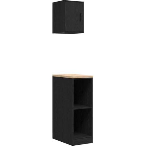 Meubles de Rangement,Armoires de garage 2 pcs noir bois d'ingénierie CFW781538