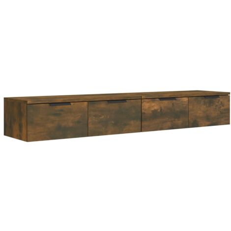 Meubles de Rangement，Armoires murales 2 pcs Chêne fumé 68x30x20 cm Bois d'ingénierie CFW507016