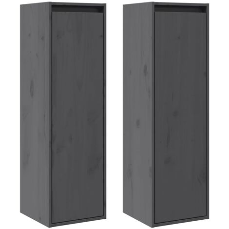 Meubles de Rangement,Armoires murales 2 pcs Gris 30x30x100 cm Bois de pin massif CFW905777