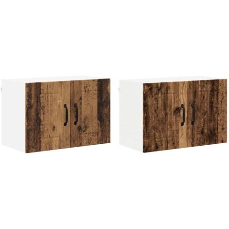 Meubles de Rangement，Armoires murales de cuisine 2 pcs Bois Ancien 60 x 31 x 40 cm CFW923342