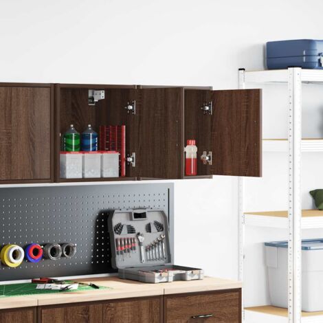 Meubles de Rangement,Armoires murales de garage 2 pcs chêne marron bois d'ingénierie CFW309585