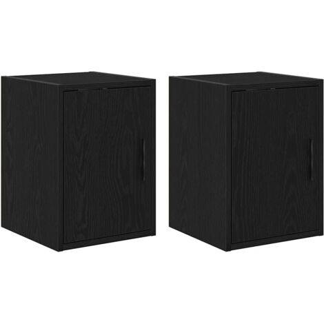 Meubles de Rangement，Armoires murales de garage 2 pcs noir bois d'ingénierie CFW360552