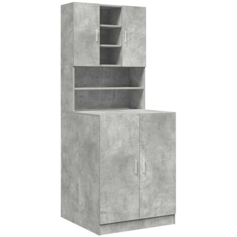 Meubles de Rangement，Armoires pour machine à laver 2pcs gris béton bois ingénierie CFW199371