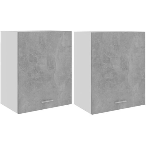Meubles de Rangement，Armoires suspendues 2 pièces "Lyon" Gris béton 50 x 31 x 60 cm Bois d'ingénierie CFW293779