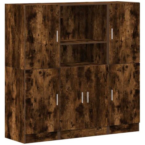 Meubles de Rangement，Ensemble d'armoires de cuisine 3 pcs chêne fumé CFW556771