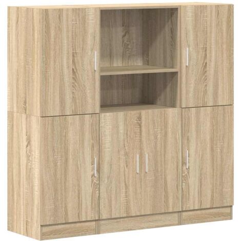 Meubles de Rangement，Ensemble d'armoires de cuisine 3 pcs chêne sonoma CFW838903