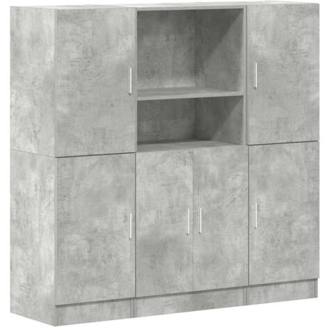 Meubles de Rangement，Ensemble d'armoires de cuisine 3 pcs gris béton CFW547042