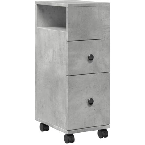 Meubles de Rangement，Meuble étroit de salle de bain à roulettes gris béton CFW870320
