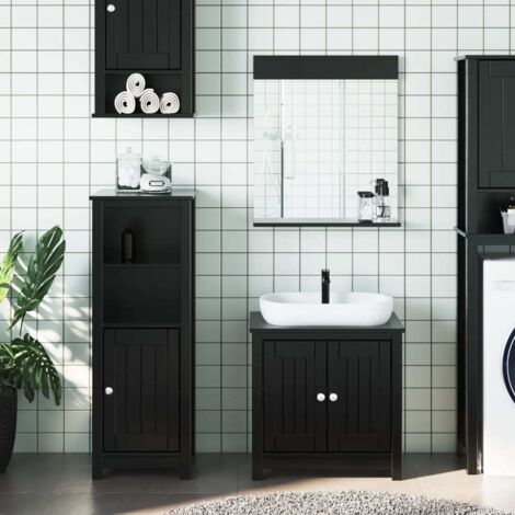 Meubles de salle de bain 3 pcs BERG noir bois de pin massif vidaXL