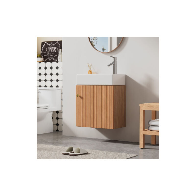 Meubles de salle de bain 46 cm lavabo avec vanité, vanité, penderie vanité, petit meuble de salle de bain invité,beige