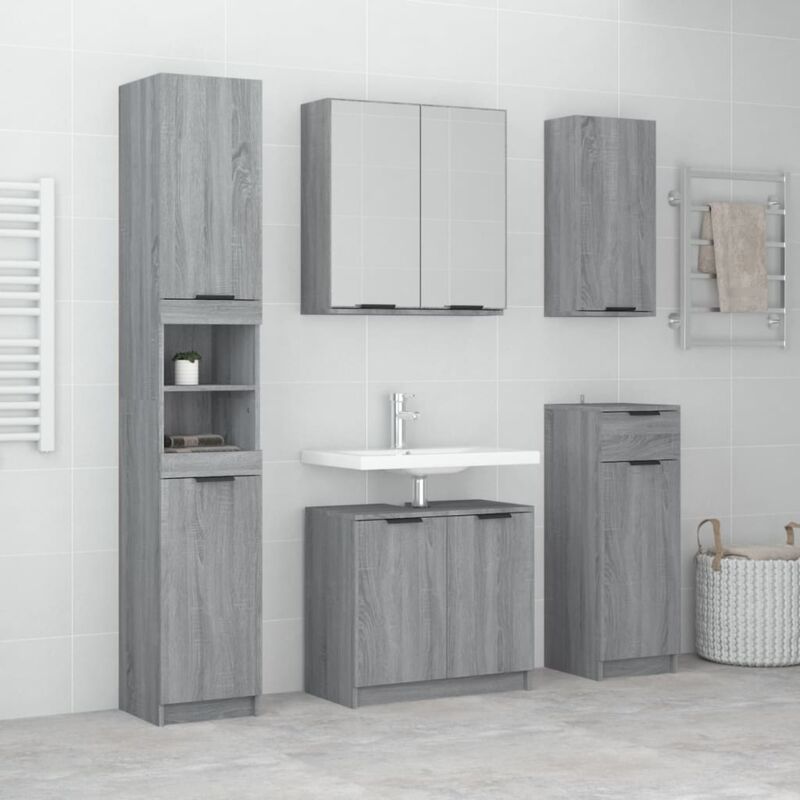 Vidaxl - Ensemble de meubles de salle de bain avec sublavabo 3 meubles + miroir de design élégant diverses couleurs couleur : Ciment