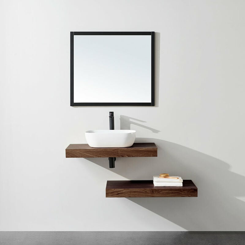 Plan suspendu pour vasque top noyer 80 x 46 cm