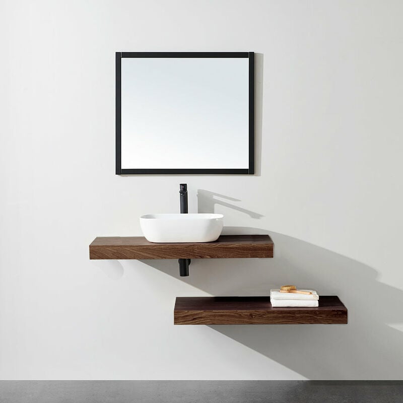 Plan suspendu pour vasque top noyer 100 x 46 cm