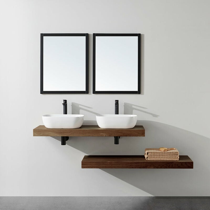 Plan suspendu pour vasque top noyer 120 x 46 cm