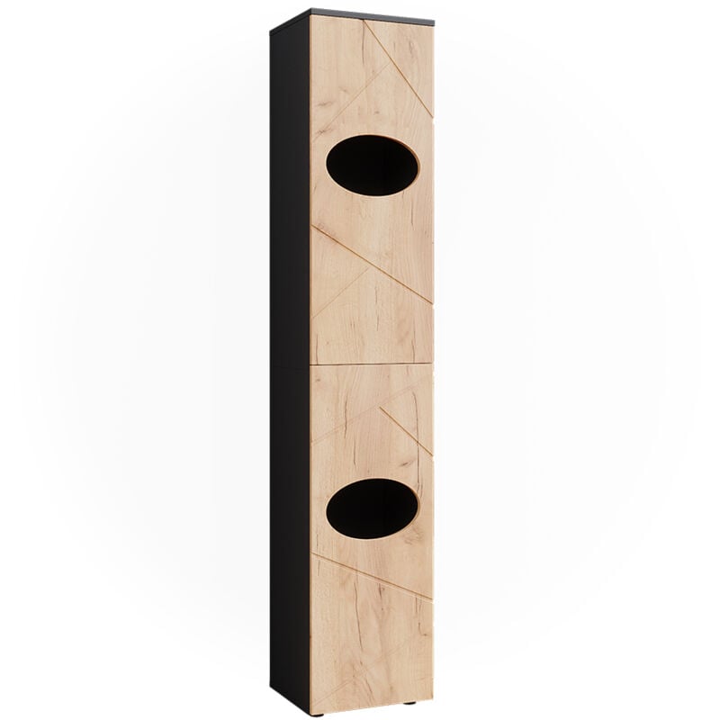 Vicco - Armoire à linge Irma, Anthracite/chêne doré, 37.2x192cm