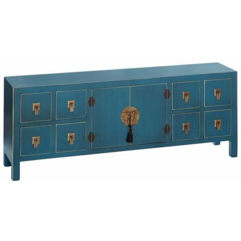 IXIA Meubles de télévision ORIENTE 130 x 24 x 50,5 cm Bleu Bois MDF