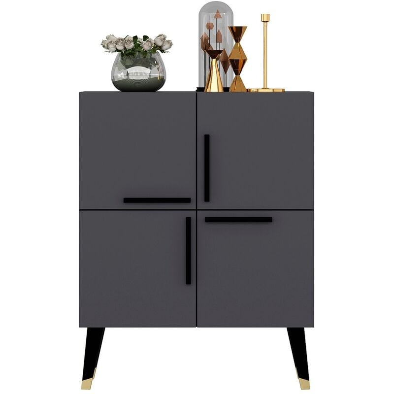 Meubles en noyer anthracite avec panneaux de particules 100% mélaminés.