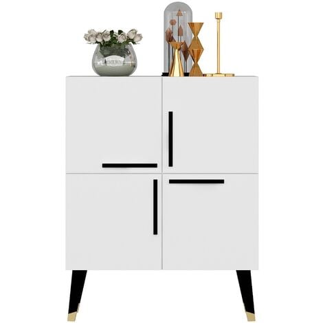 WELLHOME Meubles en noyer blanc avec panneaux de particules plaqués 100% mélamine.