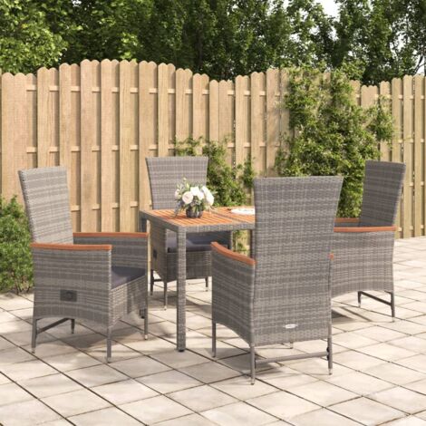 Meubles extérieurs - vidaXL Ensemble à manger de jardin 5 pcs coussins gris résine tressée - Chaise de jardin réglable