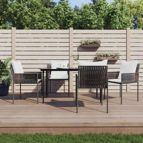 Meubles extérieurs - vidaXL Ensemble à manger de jardin 5 pcs coussins résine tressée acier - Table et chaises