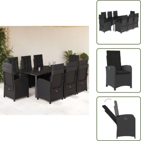 Meubles extérieurs - vidaXL Ensemble à manger de jardin 9pcs coussins noir résine tressée - Chaise de jardin noir
