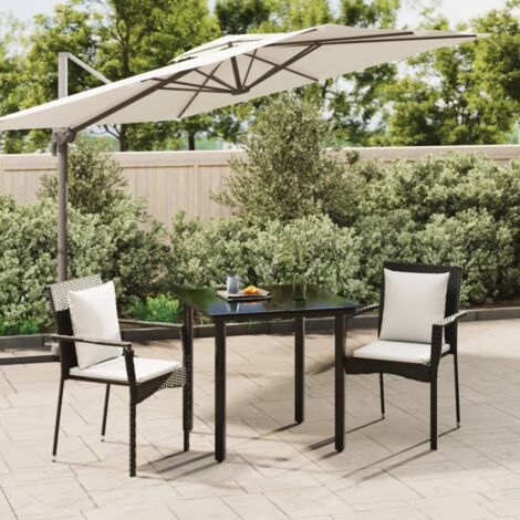 Meubles extérieurs - vidaXL Ensemble à manger de jardin avec coussins 3 pcs Noir - Jardin