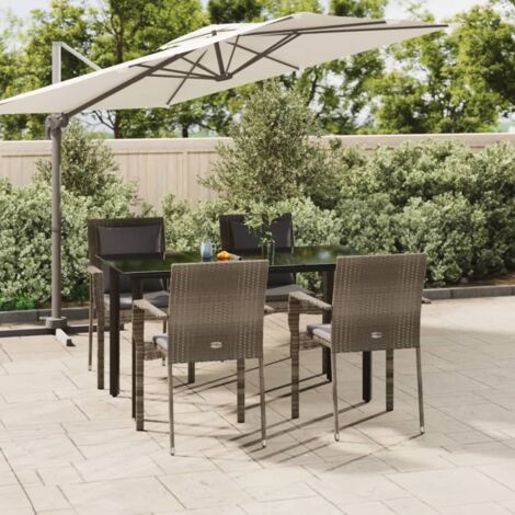 Meubles extérieurs - vidaXL Ensemble à manger de jardin coussins 5 pcs noir et gris - Jardin