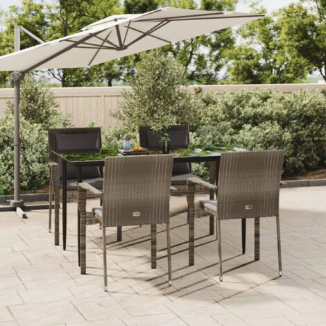 Meubles extérieurs - vidaXL Ensemble à manger de jardin coussins 5 pcs noir et gris - Jardin