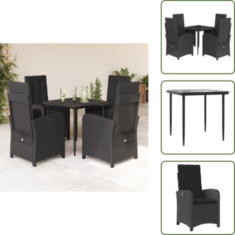 Meubles extérieurs - vidaXL Ensemble à manger de jardin coussins 5pcs Noir Résine tressée - Chaise de jardin noir