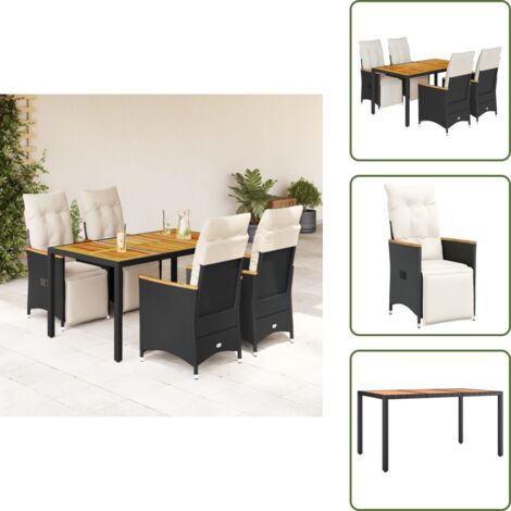 Meubles extérieurs - vidaXL Ensemble de bistro de jardin 5 pcs coussins noir poly rotin - Fauteuil inclinable
