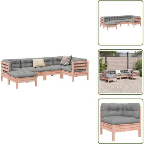 Meubles extérieurs - vidaXL Salon de jardin 6 pcs et coussins bois massif sapin de douglas - Canapé de jardin