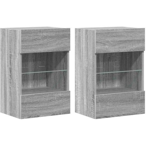 Meubles muraux avec lumières LED pour TV 2 pcs,Banc TV,Armoire TV sonoma gris 40x30x60,5cm CFW426413