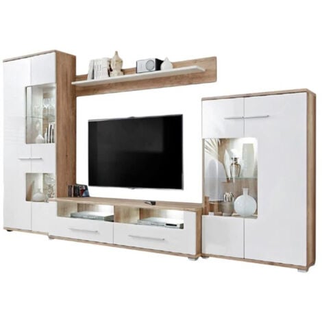 DUSINE Meubles rangements Sohalia avec armoire pour salon TV LED