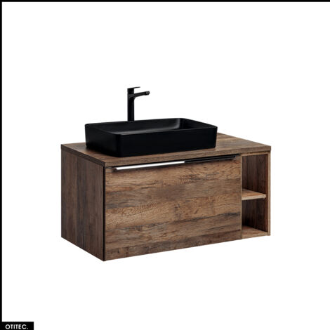Meubles sous vasque - 100 cm - avec Vasque à poser et Plan - BOLD OAK