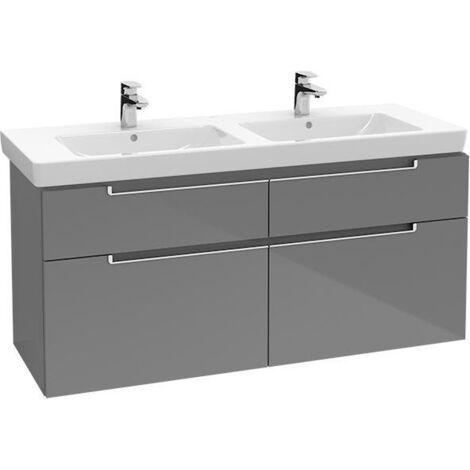 Meubles sous vasque, 1287 x 590 x 449 mm, modèle suspendu, En bois Glossy Grey