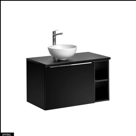 Meubles sous vasque - 80 cm - avec Vasque à poser et Plan - BOLD BLACK