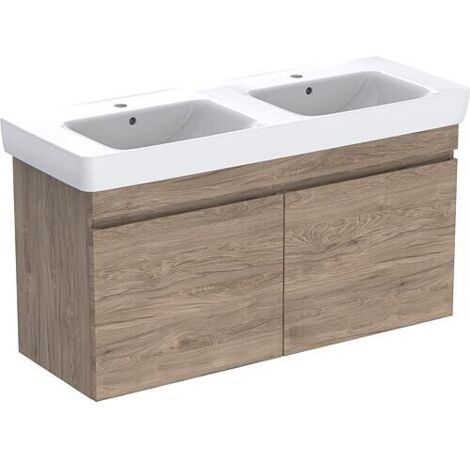 Meubles sous-vasque avec lavabo céramique Geberit Renova Plan 1300x616x480 mm noyer