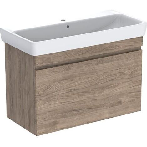 Meubles sous-vasque avec lavabo céramique Geberit Renova Plan 850x616x480 mm noyer