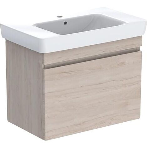 Meubles sous-vasque avec lavabo céramique Geberit Renova Plan 900x616x480 mm noyer clair