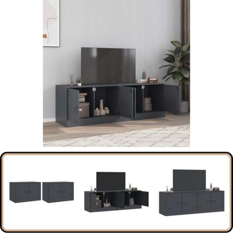 Meubles TV 2 pcs anthracite 67x39x44 cm acier - Meuble Tv - Meuble Tv Moderne - Meuble Tv Industriel - Étagère Murale - Support Tv