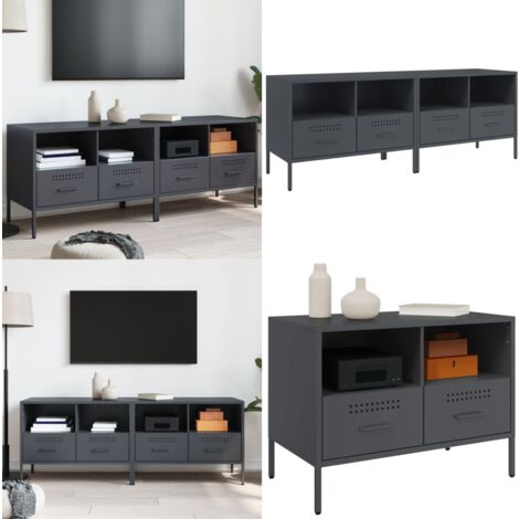 Meubles TV 2 pcs anthracite 68x39x50,5 cm acier - Meuble Tv Industriel - Meuble Tv Design - Meuble Tv Moderne - Support Tv Mural - Rangement Tv - Home & Living