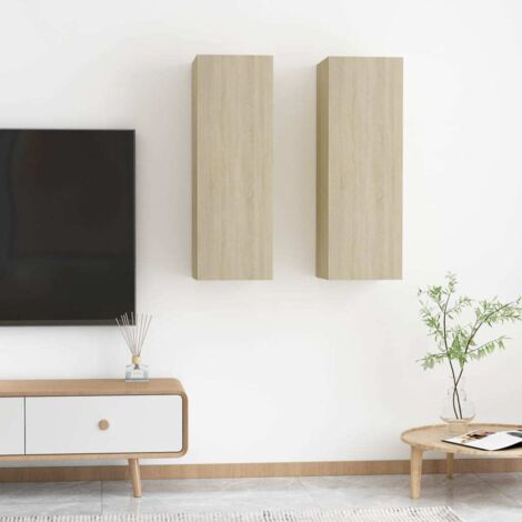 Meubles TV 2 pcs-Banc TV-Meuble Télé Chêne sonoma 30,5x30x90 cm Bois d’ingénierie 967590