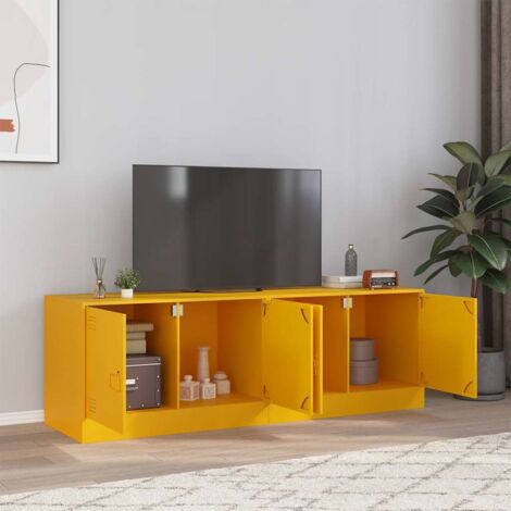 Meubles TV 2 pcs-Banc TV-Meuble Télé jaune moutarde 67x39x44 cm acier 737594