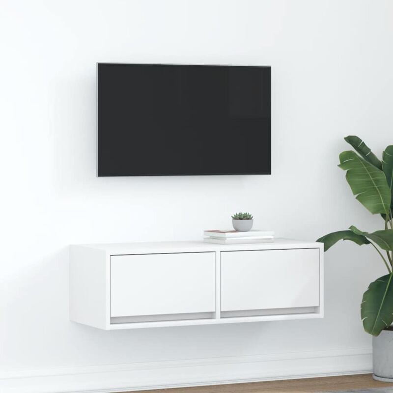 vidaXL Meuble TV blanc 80x31x25,5 cm bois d'ingénierie